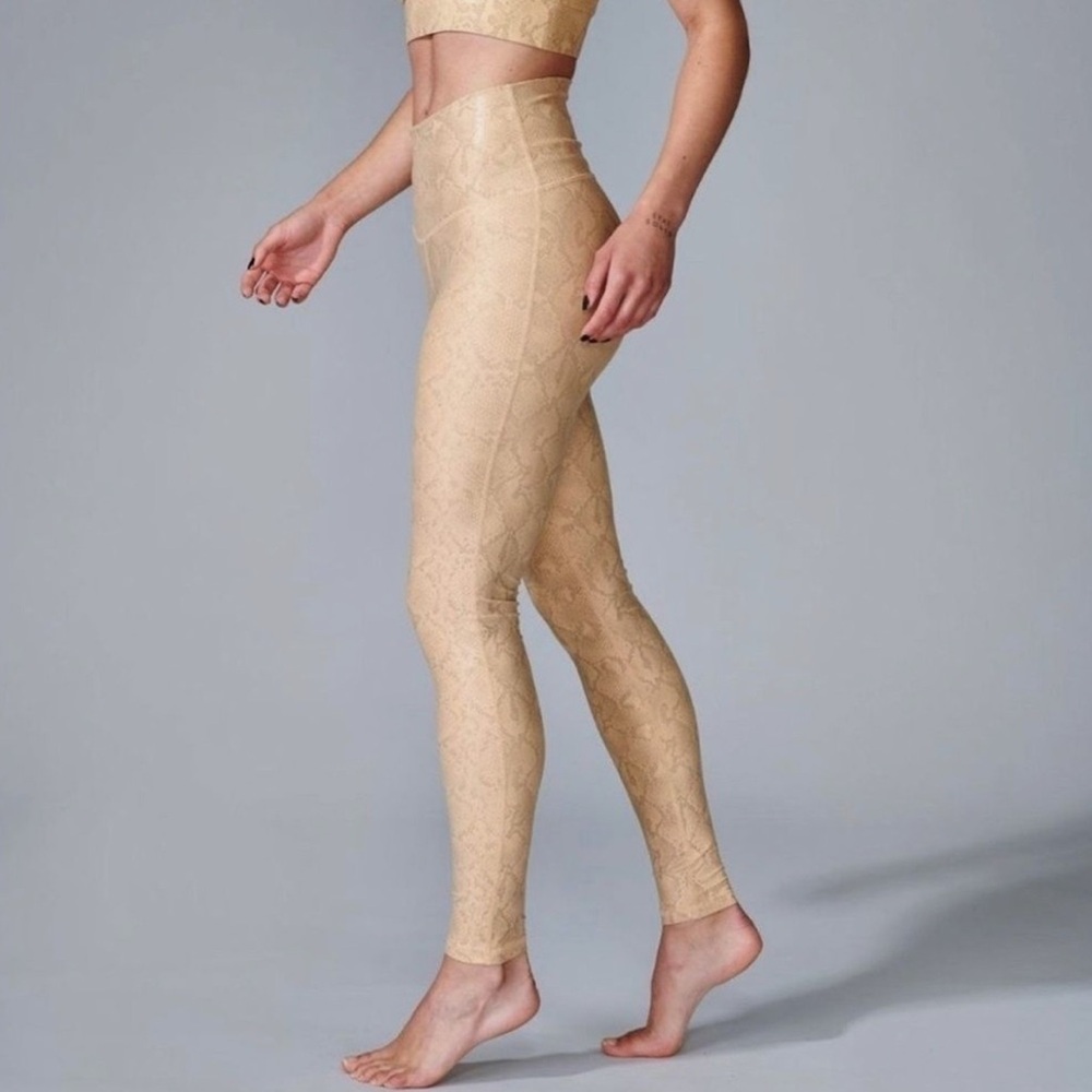 Electric Yoga Python Leggings XS Tan Gold Beige